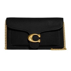 Coach Black Leather Tabby Bag with Gold Chain